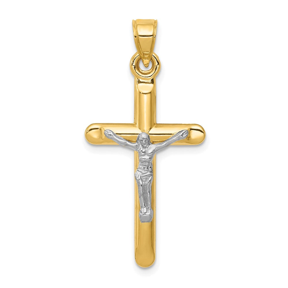 14k Two-tone Hollow Crucifix Pendant-C4113