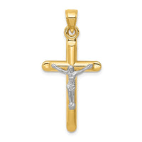 14k Two-tone Hollow Crucifix Pendant-C4113