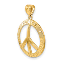 14k PEACE LOVE FAITH HOPE Peace Sign Pendant-C4170