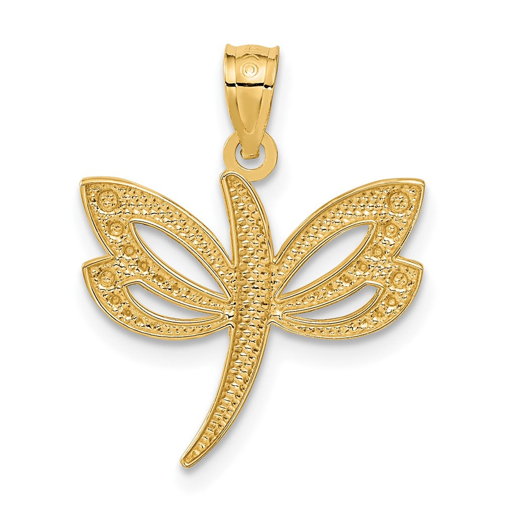 14k w/Rhodium Dragonfly Pendant-C4174