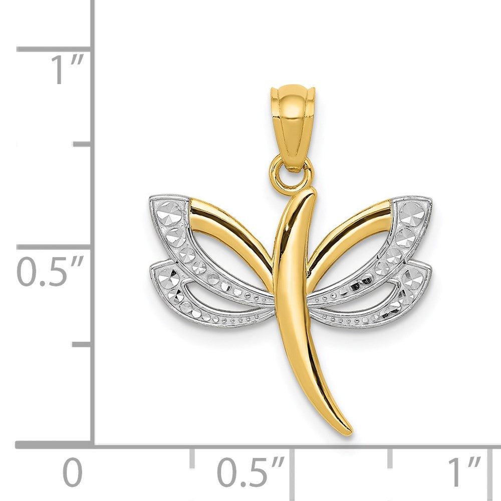 14k w/Rhodium Dragonfly Pendant-C4174
