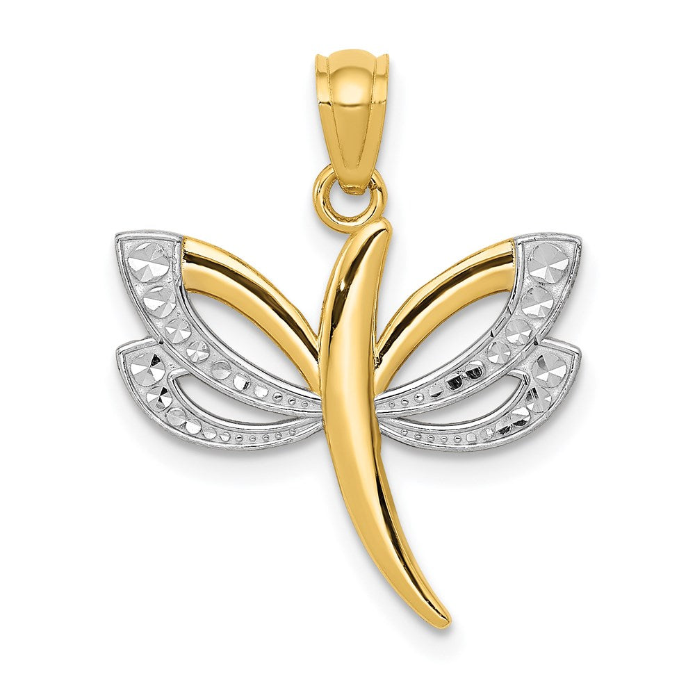 14k w/Rhodium Dragonfly Pendant-C4174