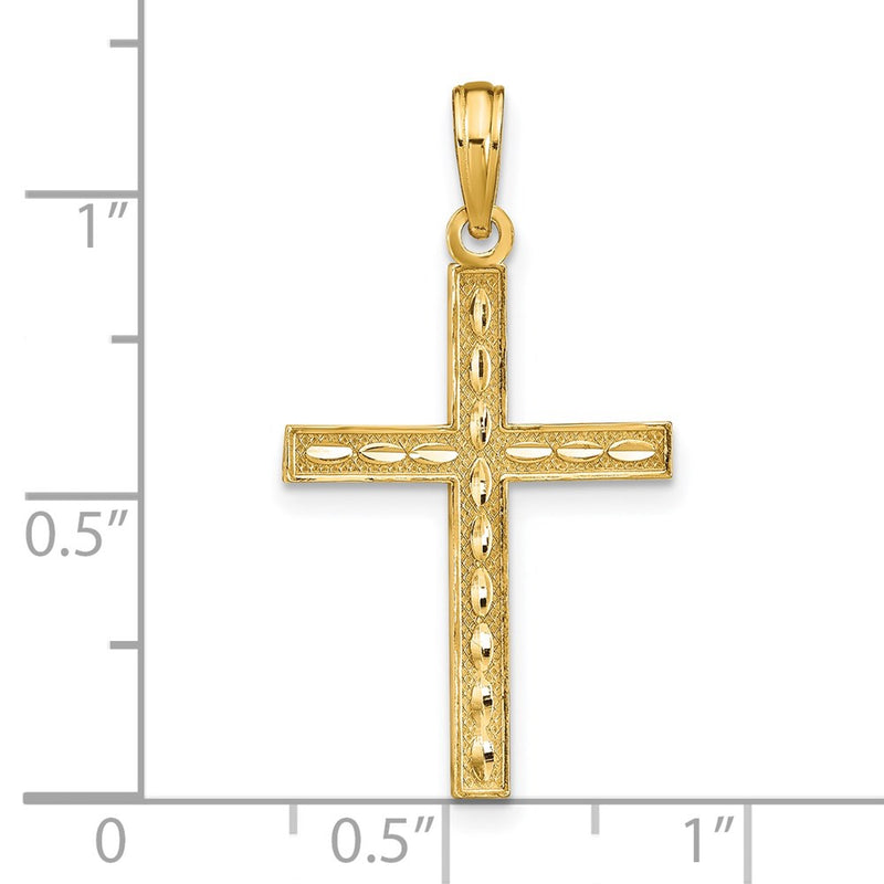 14K Reversible FAITH HOPE LOVE Cross Pendant-C4176