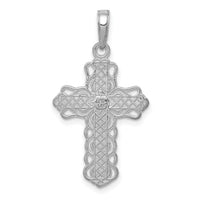 14K White Gold Lace Trim Cross Pendant-C4184W