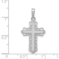 14K White Gold Lace Trim Cross Pendant-C4184W