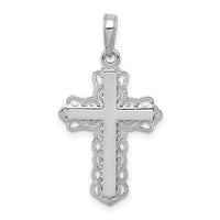 14K White Gold Lace Trim Cross Pendant-C4184W