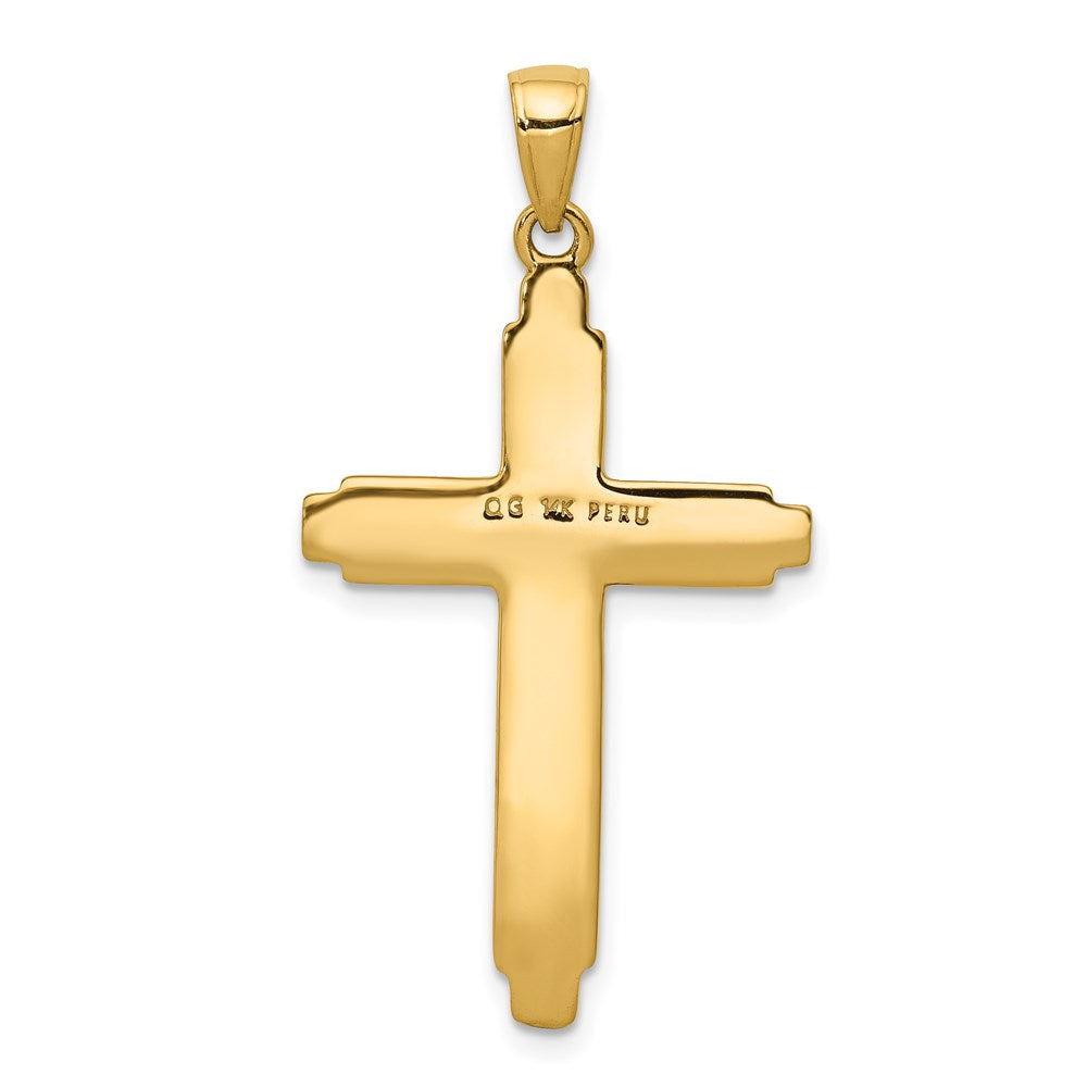 14K Textured Outline Cross Pendant-C4191