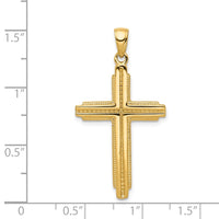 14K Textured Outline Cross Pendant-C4191