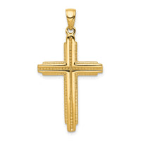 14K Textured Outline Cross Pendant-C4191