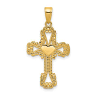 14K Beaded Cross with Heart Pendant-C4194