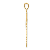 14K Diamond-cut Cross Pendant-C4201
