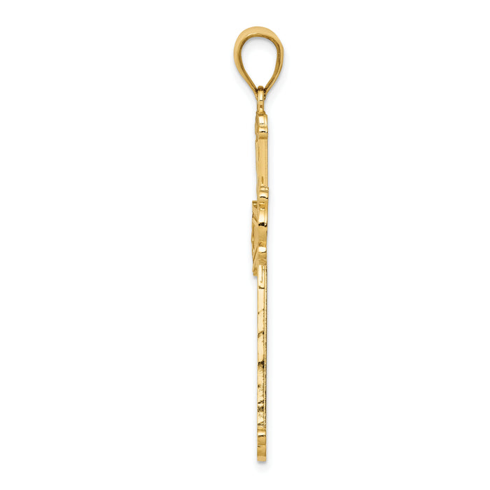14K Diamond-cut Cross Pendant-C4201