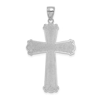 14K White Gold Diamond-cut Cross Pendant-C4201W