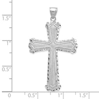 14K White Gold Diamond-cut Cross Pendant-C4201W