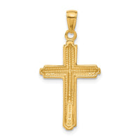 14K Cross with Striped Border Pendant-C4203