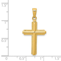 14K Cross with Striped Border Pendant-C4203