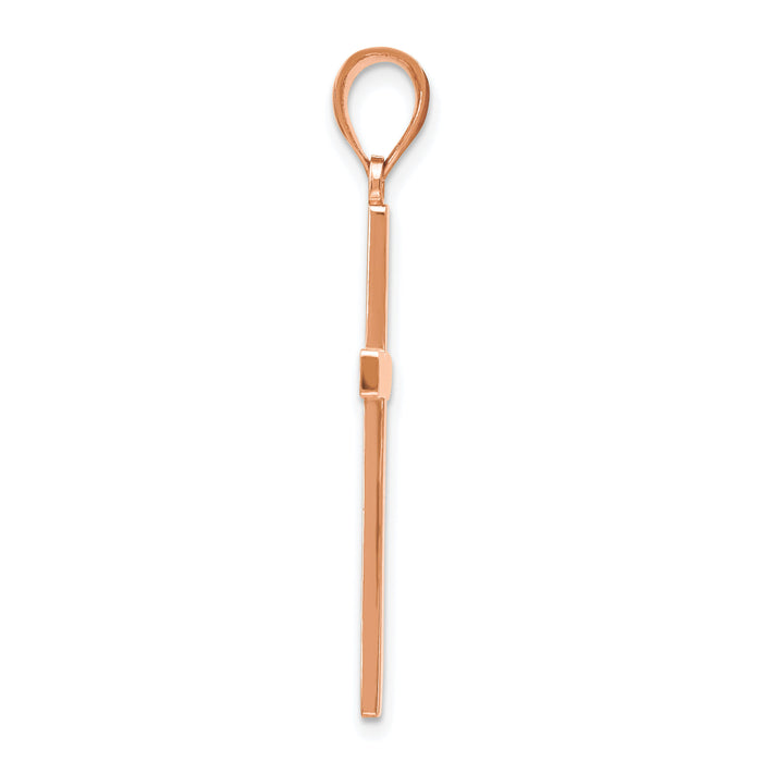 14K Rose Gold Stick Cross Pendant-C4205R