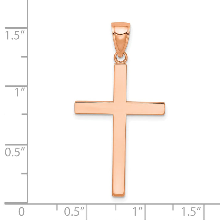 14K Rose Gold Stick Cross Pendant-C4205R