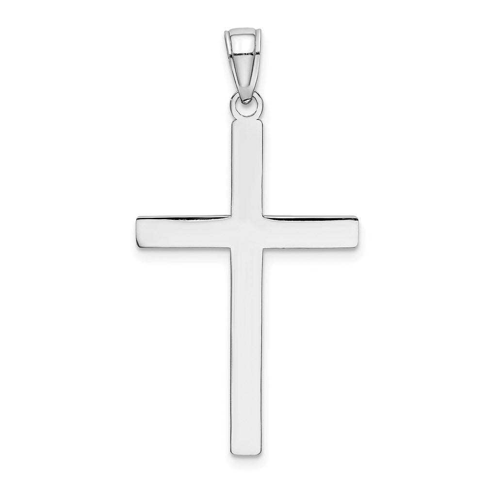 14K White Gold Solid Reversible Latin Cross Pendant-C4205W