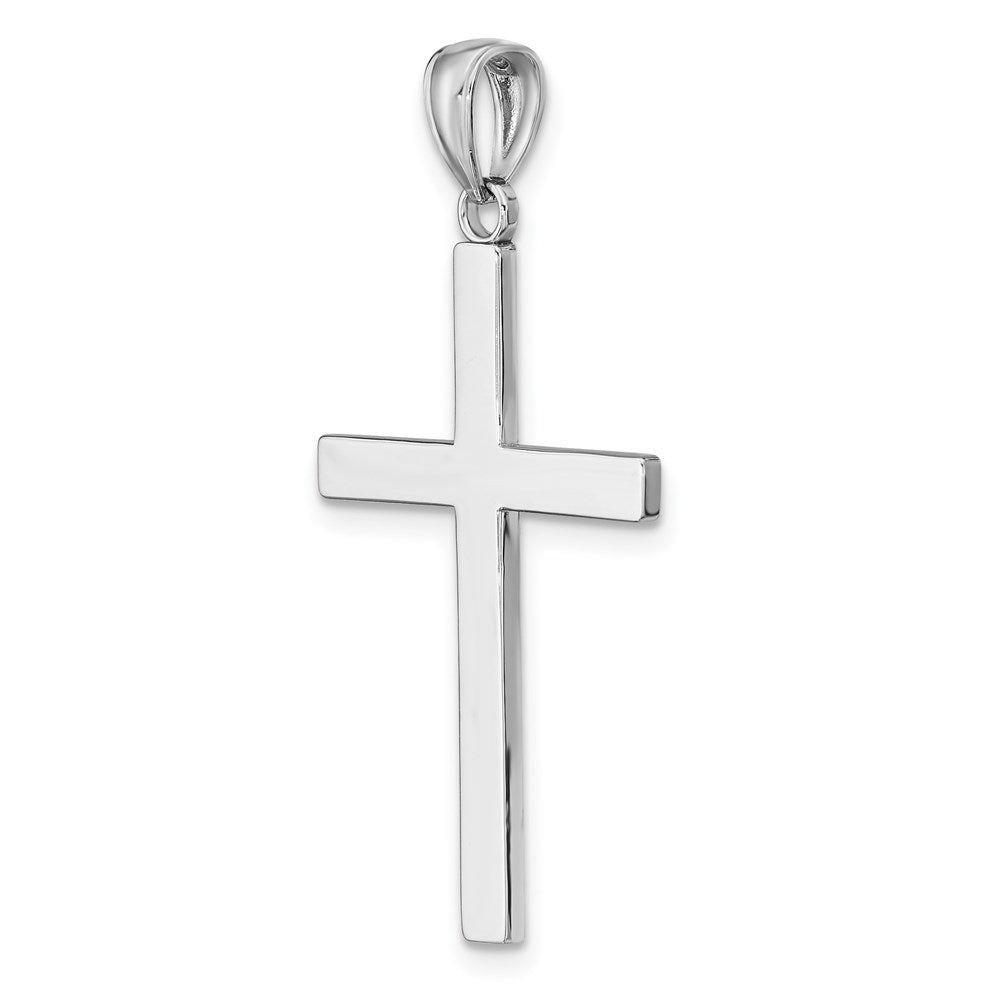 14K White Gold Solid Reversible Latin Cross Pendant-C4205W