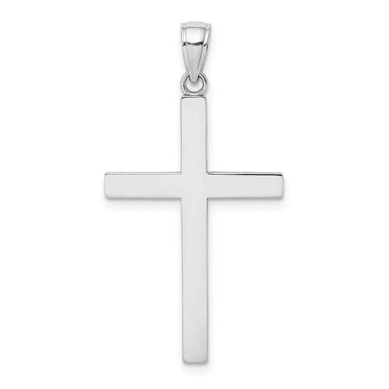 14K White Gold Solid Reversible Latin Cross Pendant-C4205W