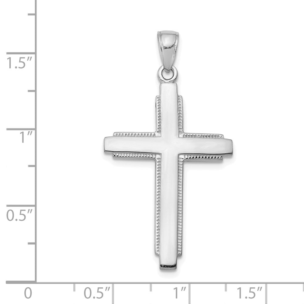 14K White Gold Solid Cross Pendant-C4206W