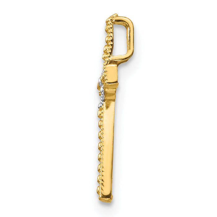 14k w/Rhodium Cross Pendant-C4211