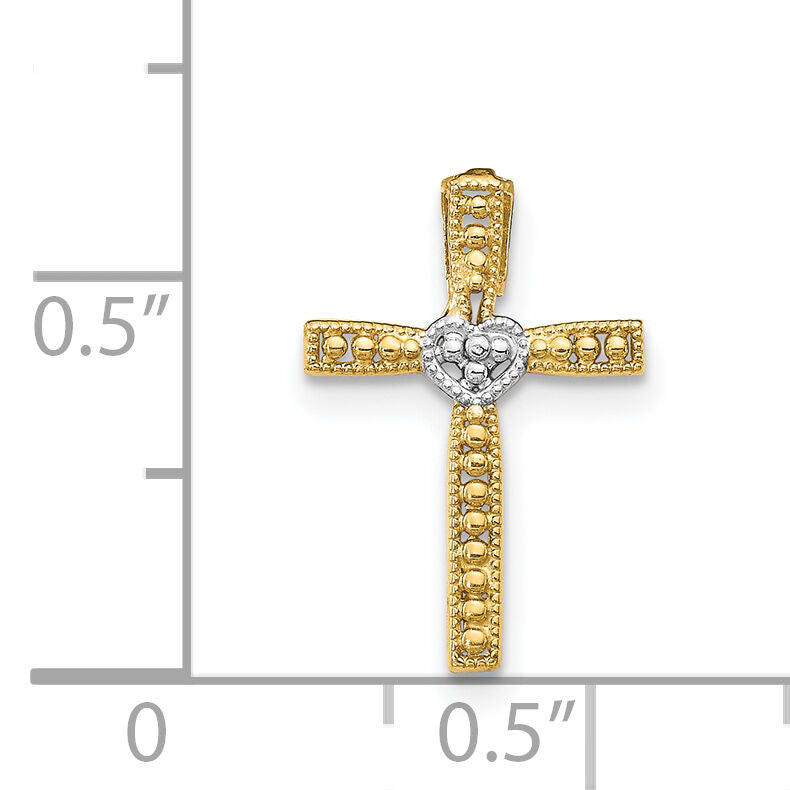 14k w/Rhodium Cross Pendant-C4211