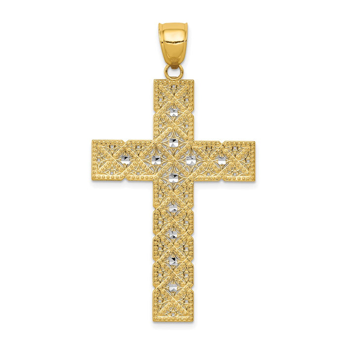 14K w/Rhodium Latin Cross Pendant-C4216