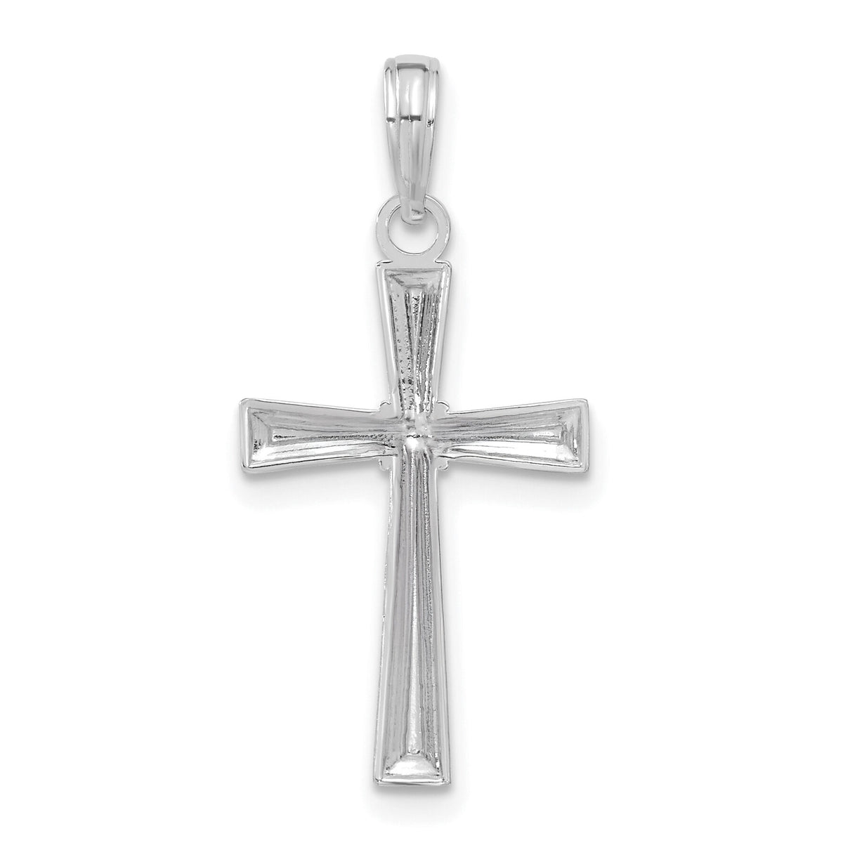 14K White Gold Diamond-cut X Cross Pendant-C4235W