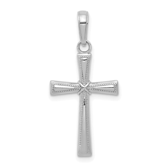 14K White Gold Diamond-cut X Cross Pendant-C4235W