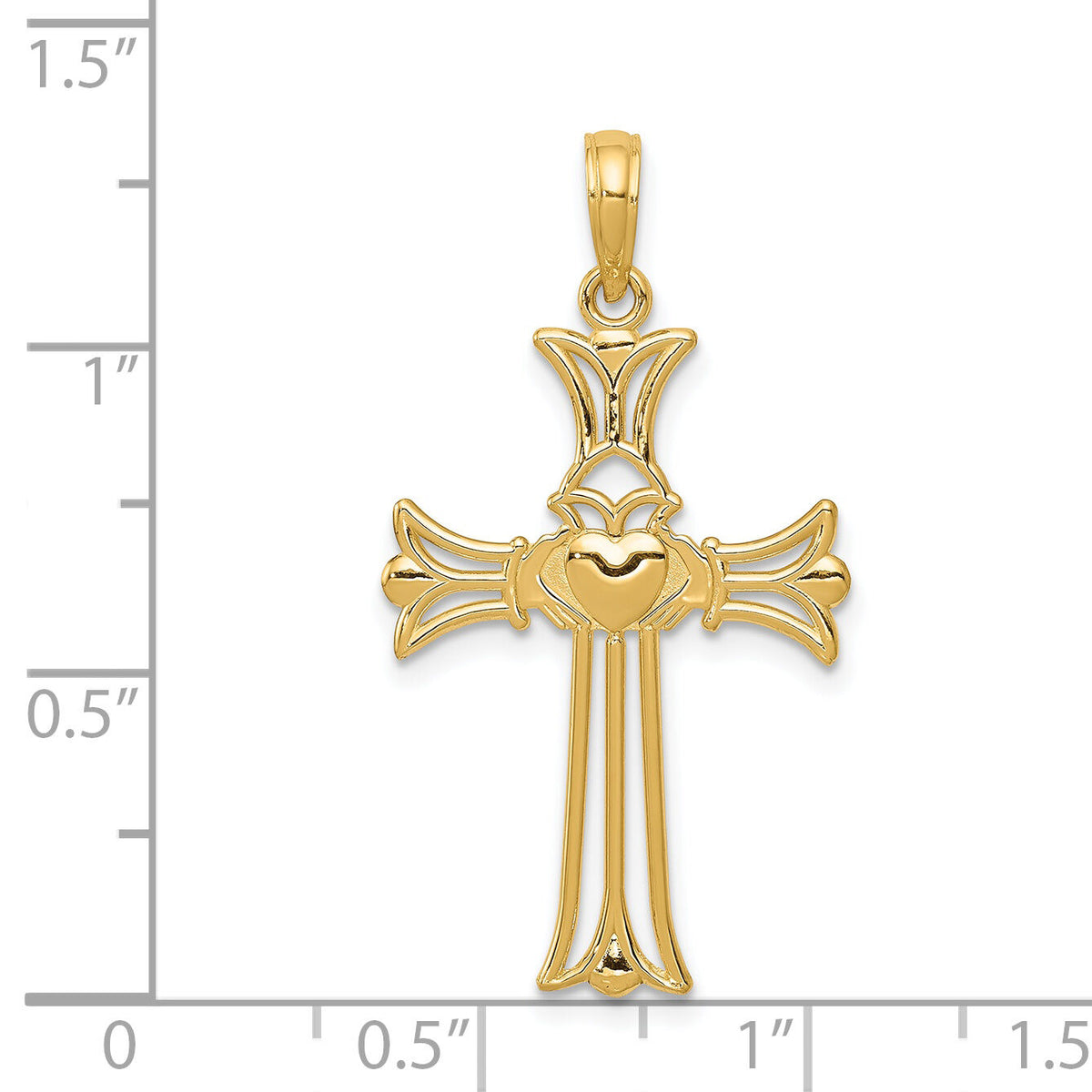 14K Claddagh Cross Pendant-C4243