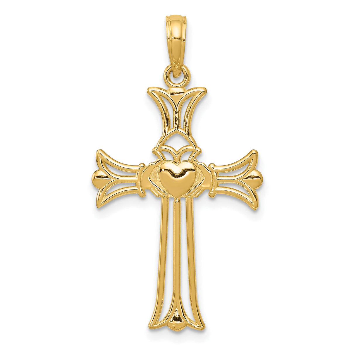 14K Claddagh Cross Pendant-C4243
