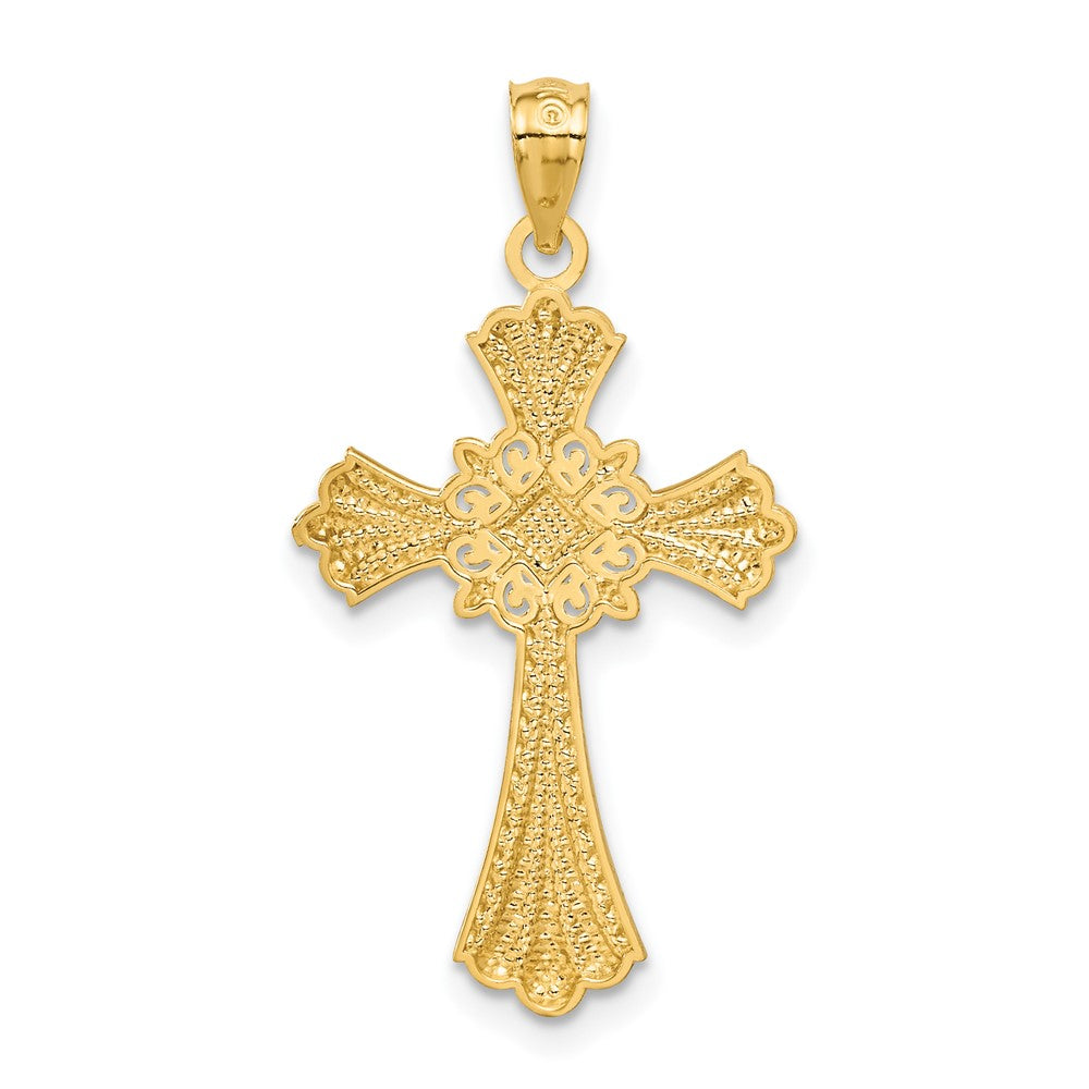 14k with White Rhodium Cross Pendant-C4246