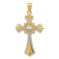 14k with White Rhodium Cross Pendant-C4246