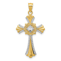 14k with White Rhodium Cross Pendant-C4246