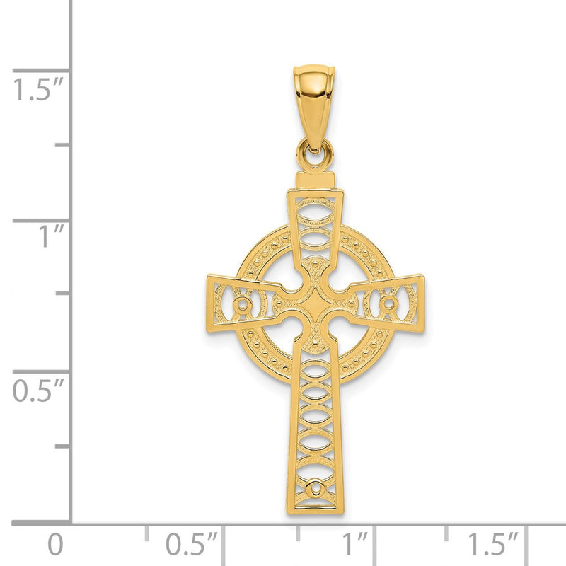 14K Celtic Cross with Eternity Circle Pendant-C4250