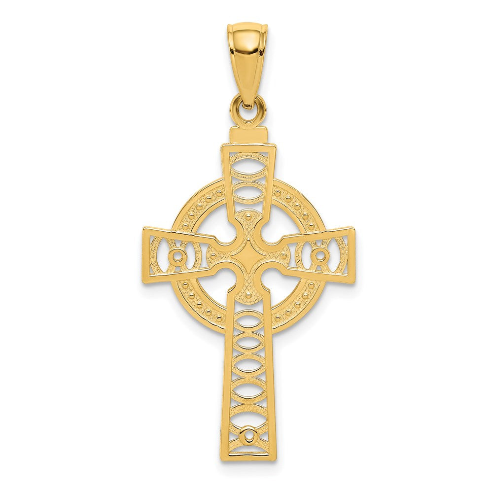 14K Celtic Cross with Eternity Circle Pendant-C4250