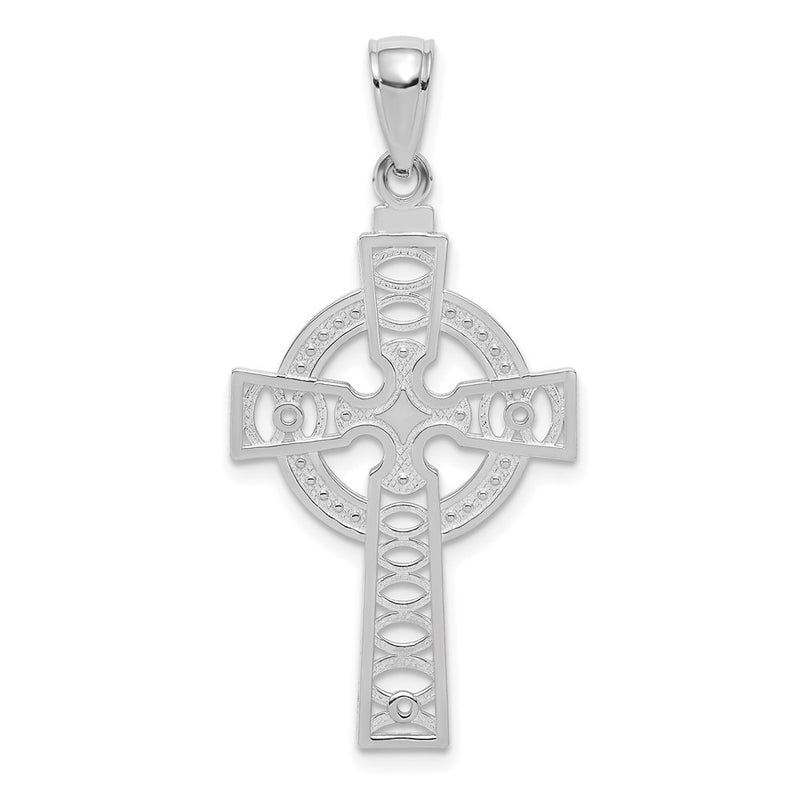 14K White Gold Celtic Cross w/Eternity Circle Pendant-C4250W