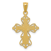 14k w/Rhodium Diamond-cut Cross Pendant-C4253