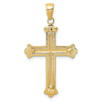 14K w/Rhodium Budded Yellow Cross Frame Pendant-C4280