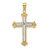 14K w/Rhodium Budded Yellow Cross Frame Pendant-C4280