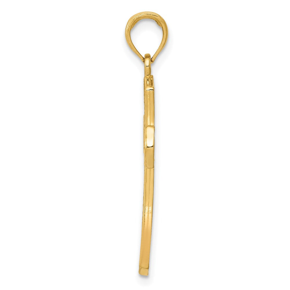 14K Diamond-cut Beveled Edges Cross Pendant-C4290