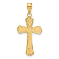 14K Diamond-cut Beveled Edges Cross Pendant-C4290