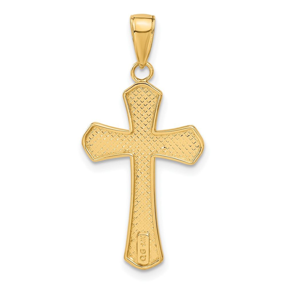 14K Diamond-cut Beveled Edges Cross Pendant-C4290