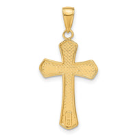 14K Diamond-cut Beveled Edges Cross Pendant-C4290
