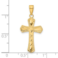 14K Diamond-cut Beveled Edges Cross Pendant-C4290