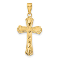 14K Diamond-cut Beveled Edges Cross Pendant-C4290
