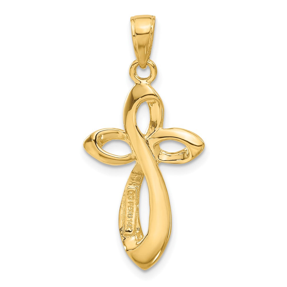 14K Polished w/Satin Figure 8 Cross Pendant-C4291
