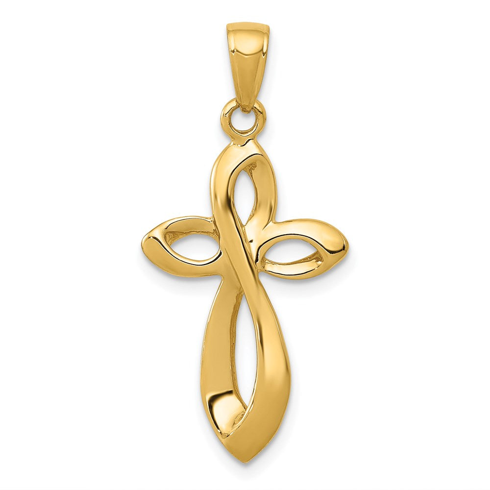14K Polished w/Satin Figure 8 Cross Pendant-C4291